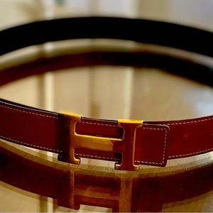 Hermes unisex reversible Constance belt. Black/ brown